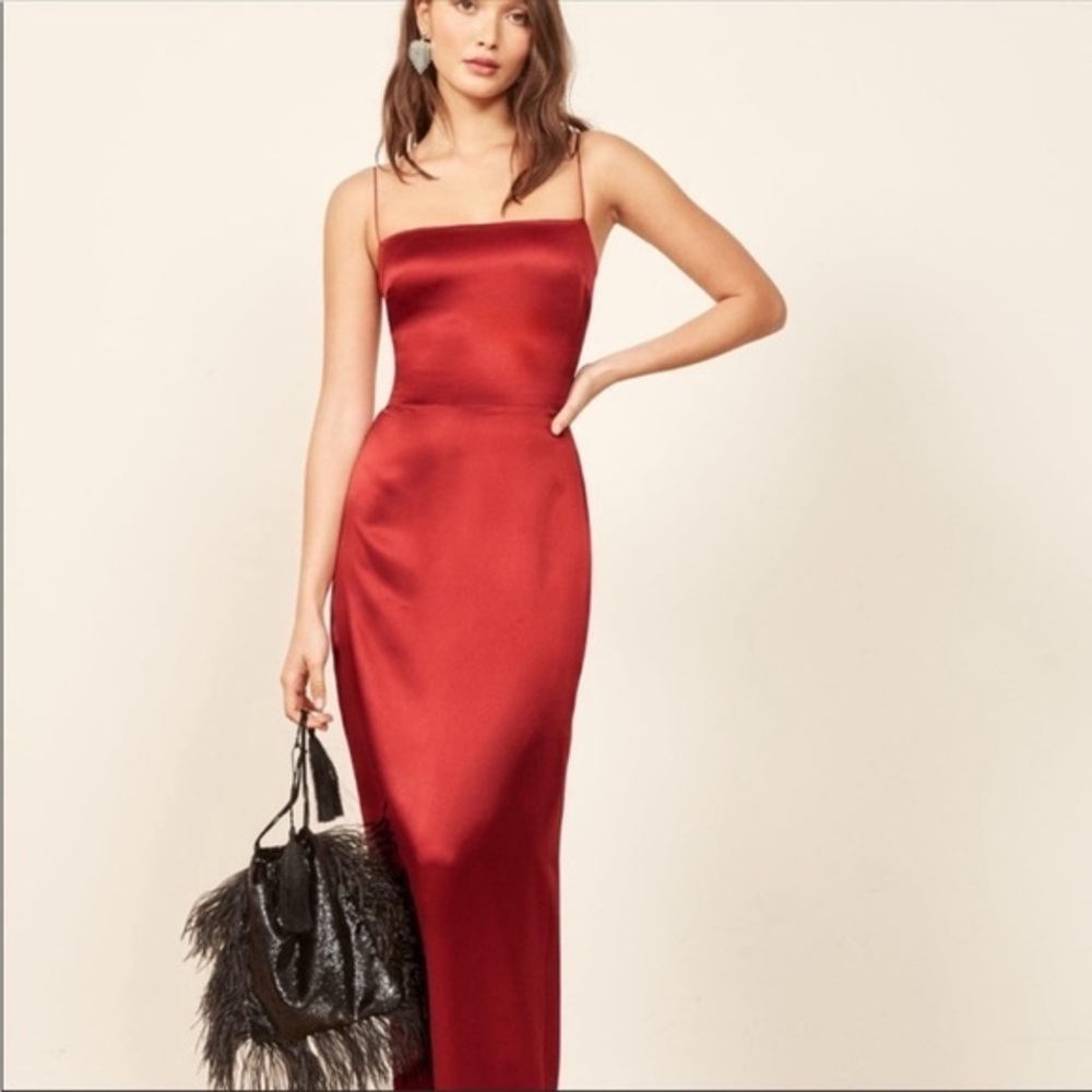 Reformation Frankie Silk Dress Tango